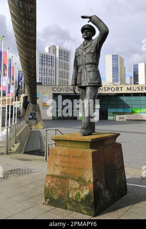 The Sir Frank Whittle statue, Millennium square, Coventry City, West Midlands, England, UK Stock Photo