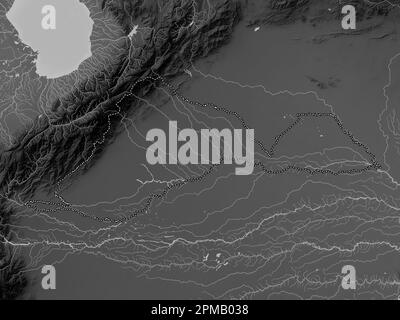 Barinas, state of Venezuela. Grayscale elevation map with lakes and rivers Stock Photo