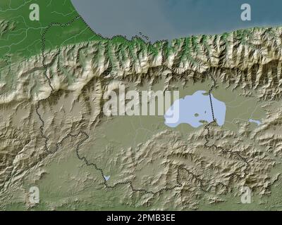 Carabobo, state of Venezuela. Elevation map colored in wiki style with lakes and rivers Stock Photo