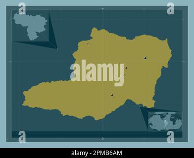 Distrito Capital, state of Venezuela. Solid color shape. Locations and ...
