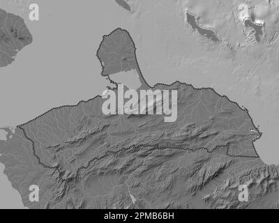 Falcon, state of Venezuela. Bilevel elevation map with lakes and rivers Stock Photo