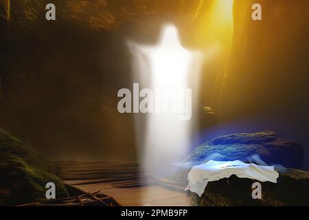 Resurrection Jesus Christ. Risen Jesus in His tomb. Resurrected Jesus ...