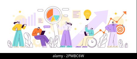 Team of specialists engaged in different tasks Stock Vector