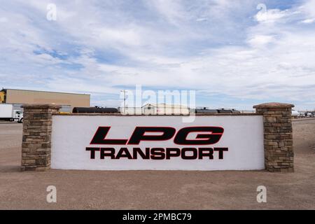 Parker, AZ - March 10, 2023: LPG Transport at the rail hub on California Street. Stock Photo