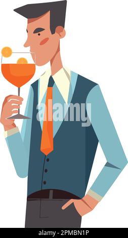 Successful businessman holding wine glass Stock Vector