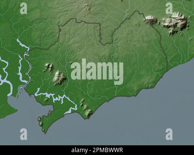Ba Ria - Vung Tau, province of Vietnam. Grayscale elevation map with ...