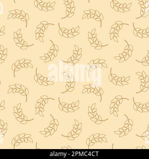 Ear of malt, corn, wheat seamless pattern. Repeating golden agriculture fiber. Repeated gold whole grains shape for decoration design prints. Repeat Stock Vector
