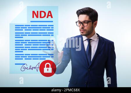 Businessman in the non disclosure agreement concept Stock Photo