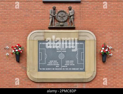 Munich Air Crash Memorial, Old Trafford, Manchester, United Kingdom Stock Photo