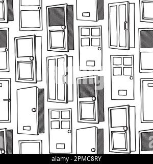 Door Seamless Pattern vector window wallpaper isolated background Stock Vector