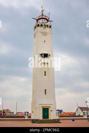 Lighthouse at Noordwijk aan Zee in South Holland, The Netherlands. This lighthouse was built in 1922. Stock Photo
