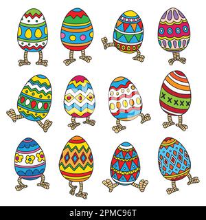 Easter Eggs vector chicken icon logo leg cartoon illustration colorful doodle Stock Vector