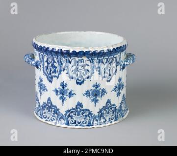 Cooling Pail (France); enameled and lead-glazed molded earthenware Stock Photo