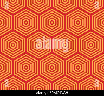 Hexagon Seamless Pattern vector illusion stripe isolated wallpaper background Stock Vector