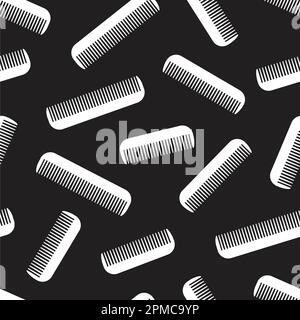 Comb hair barber Seamless Pattern vector isolated wallpaper background black Stock Vector