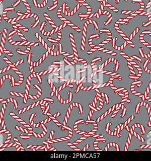 Candy canes seamless christmas vector pattern Lollipop isolated wallpaper background red Stock Vector