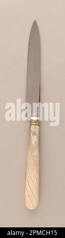 Dessert Knife (France); Designed by F. Nicoud (French, active 1890); silver, steel, mother-of-pearl, gilding; L x W x D: 20 x 1 x 0.8 cm (7 7/8 x 3/8 x 5/16 in.) Stock Photo