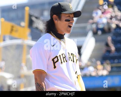 Pittsburgh Pirates second baseman Ji Hwan Bae plays against the Cincinnati  Reds during an opening day baseball game in Cincinnati, Thursday, March 30,  2023. (AP Photo/Jeff Dean Stock Photo - Alamy