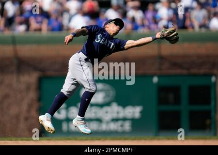 Seattle Mariners second baseman Kolten Wong runs out onto the field before  a baseball game against the St. Louis Cardinals, Sunday, April 23, 2023, in  Seattle. (AP Photo/Lindsey Wasson Stock Photo - Alamy