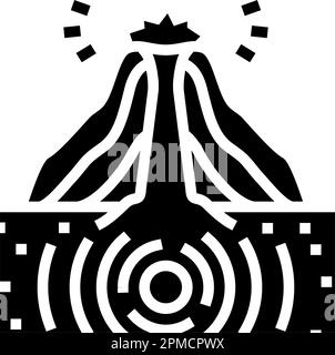volcanic earthquake disaster glyph icon vector illustration Stock Vector