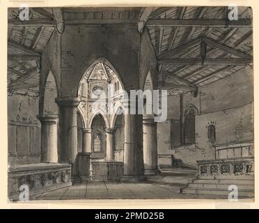 Drawing, Stage Design, Chapel in Churchyard; Italy; pen and black ink ...