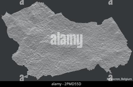 Topographic relief map of the city of MOUSCRON, BELGIUM with solid contour lines and name tag on vintage background Stock Vector