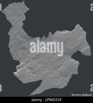 Topographic relief map of the city of VERVIERS, BELGIUM with solid contour lines and name tag on vintage background Stock Vector
