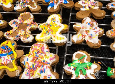 Christmas cookies baking in the oven. Oregon Stock Photo