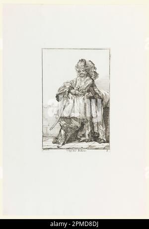 Print, Chef des Indiens (Indian Chief), plate 8 from the series Caravanne du Sultan a la Mecque (Caravan of a Sultan Going to Mecca); Joseph Marie Vien the Elder (French, 1716 – 1809); France; etching on cream laid paper; Platemark: 20.5 x 13.4 cm (8 1/16 x 5 1/4 in.) Stock Photo