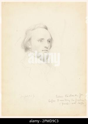 Drawing, Sketch of Peter Richards' Head for his Portrait; Daniel Huntington (American, 1816–1906); USA; graphite in cream paper Stock Photo