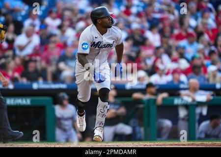 Miami Marlins designated hitter Jorge Soler (12) in the third inning of a  baseball game Thursday, May 25, 2023, in Denver. (AP Photo/David Zalubowski  Stock Photo - Alamy