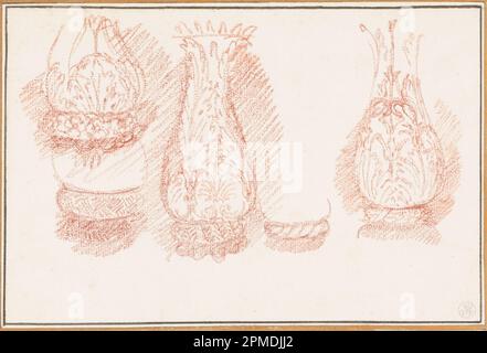 Drawing, Study of balusters; Jean-Robert Ango (French, active in Rome 1759 –1770, d. 1773); After Michelangelo Buonarroti (Italian, 1475–1564); France; red chalk on paper; 1977-110-1-1 Stock Photo