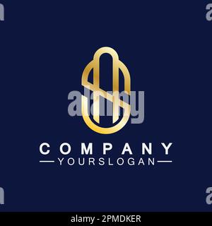 Alphabet letters monogram logo AS,SA,A and S, elegant and Professional gold color letter icon design Stock Vector