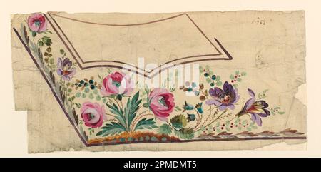 Drawing, Design for the Embroidery of a Man's Waistcoat; France; brush and watercolor on paper; 18.3 × 38.5 cm (7 3/16 × 15 3/16 in.) Stock Photo