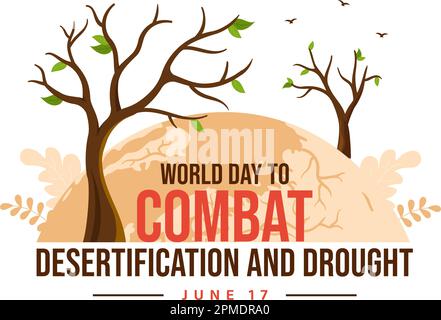 World Day to Combat Desertification and Drought Vector Illustration with Turning the Desert Into Fertile Land and Pastures in Hand Drawn Illustration Stock Vector