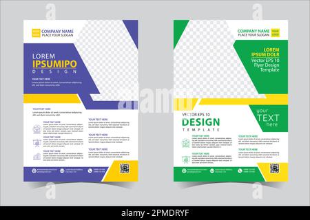 Purple and green business annual report brochure flyer design template vector, Leaflet cover presentation abstract geometric background, modern public Stock Vector