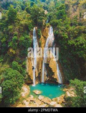 waterfall in myanmar Stock Photo