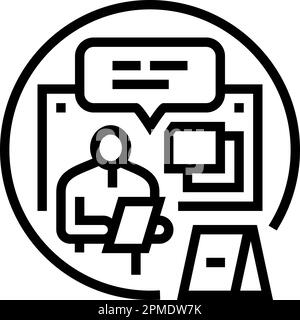 expert witness evidence crime line icon vector illustration Stock Vector