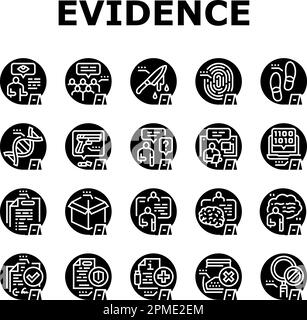 evidence crime police scene board icons set vector Stock Vector