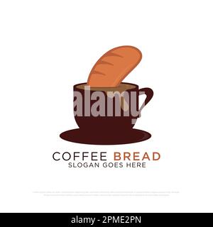 Coffee and Bread logo design vector,best for food and beverages cafe or restaurant logo icon template Stock Vector