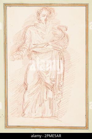 Drawing, Robed figure with tie around waist; Jean-Robert Ango (French, active in Rome 1759 –1770, d. 1773); France; red chalk on paper Stock Photo