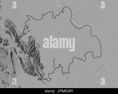 Ha Nam, province of Vietnam. Grayscale elevation map with lakes and rivers Stock Photo