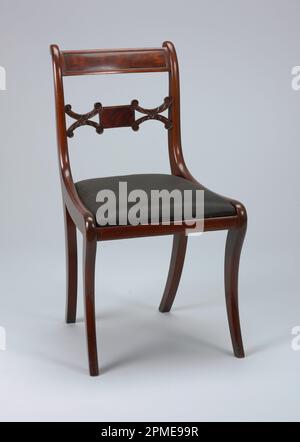 Side Chair (USA); Made by John Hewitt (American, 1777–1857); wood (mahogany), wood (poplar), horse hair (seat); L x W x D: 85 x 46 x 49 cm (33 7/16 x 18 1/8 x 19 5/16 in.) Stock Photo