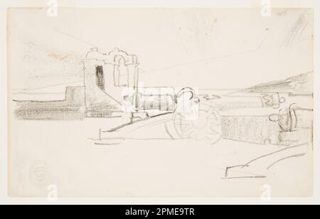 Drawing, Study for 'Searchlight, Harbor Entrance, Santiago de Cuba'; Winslow Homer (American, 1836–1910); Cuba; crayon on paper; 12.4 x 20 cm (4 7/8 x 7 7/8 in.) Stock Photo