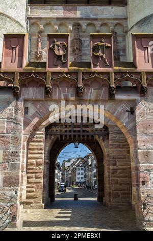 Basel, Switzerland - July 20. 2021: The antient city gate Spalentor in the twon center Basel, Switzerland. It is one of the most beautiful gates in to Stock Photo