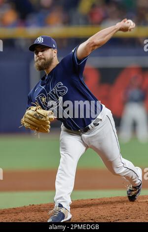 March 22, 2023; St. Petersburg, FL USA; Tampa Bay Rays relief pitcher Jalen  Beeks (68) delivers a pitch during an MLB spring training game against the  Stock Photo - Alamy