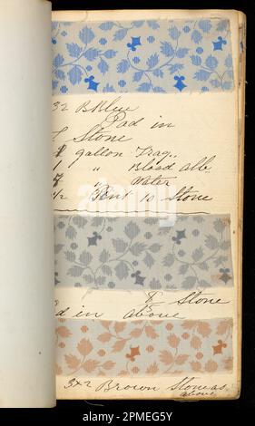 Printer's Sample Book, Book 9 May 1878; Manufactured by Old Pacific Print Works; USA; leather, paper, and printed cotton textile samples Stock Photo