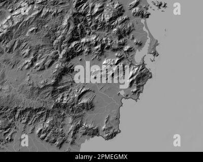 Ninh Thuan, province of Vietnam. Bilevel elevation map with lakes and rivers Stock Photo