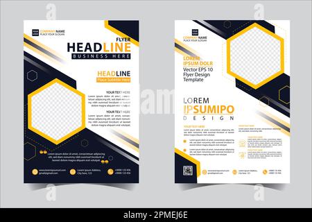 Yellow and Black business annual report brochure flyer design template vector, Leaflet cover presentation abstract geometric background, modern public Stock Vector