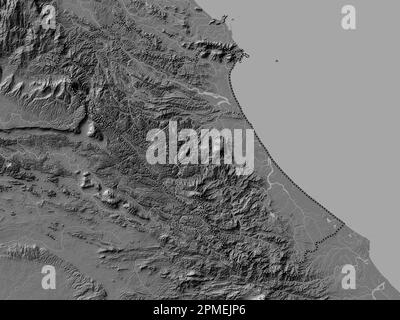 Quang Binh, province of Vietnam. Bilevel elevation map with lakes and rivers Stock Photo